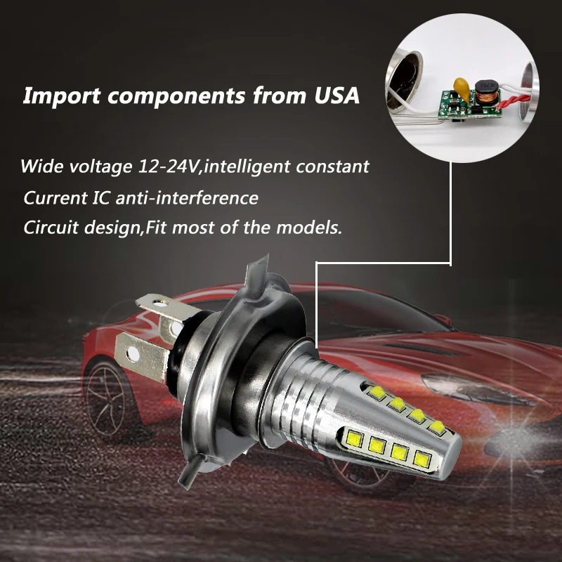 KEPUSI 2x H4 80W cree chip High Power Car LED Light Source Fog lamp Auto DRL Day running light Driving lamp Truck 12V 24V white