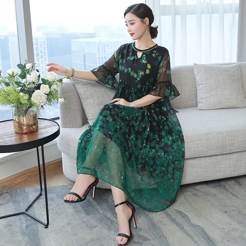 flowing silk dress