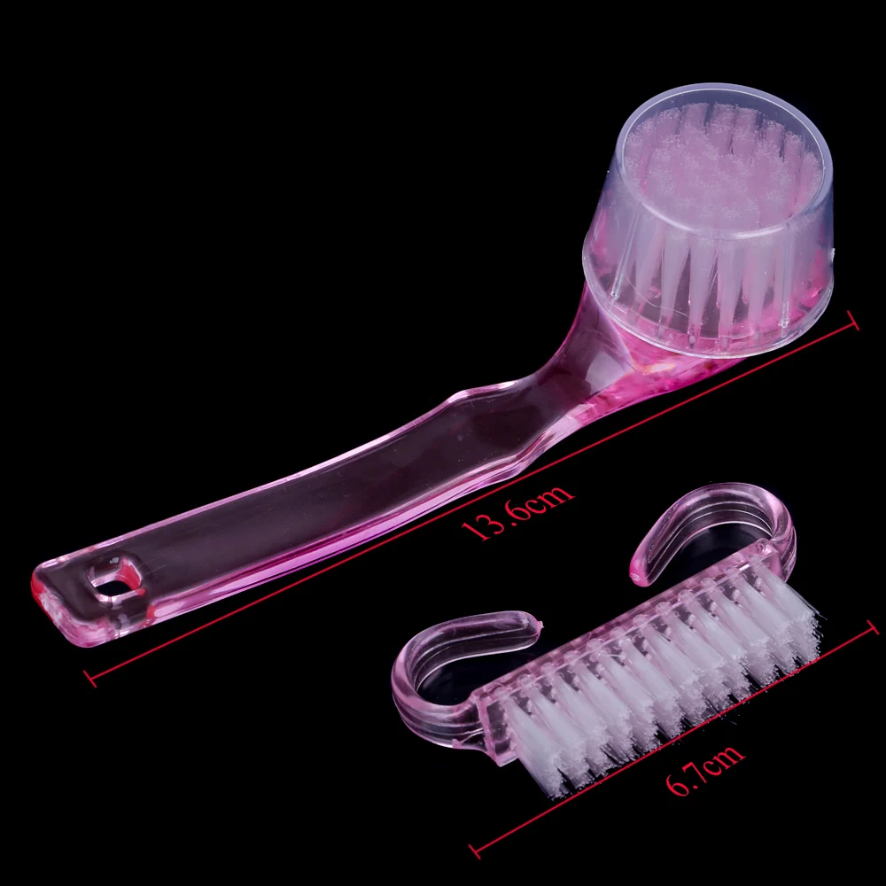 2Pcs Professional Nail Brushes Clean Dust Manicure Pedicure Tool Make