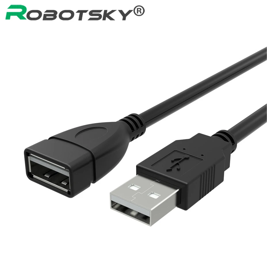 

Robotsky Fast Speed Black USB 2.0 Male To Female Extension Cable Connector Adapter Cable Cord Kable for Mouse USB Flash Drive