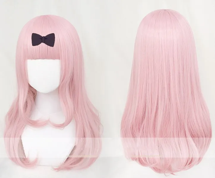 Chika Fujiwara розовый парик косплей Кагуя-сама: любовь война Кагуя-сама ва Kokurasetai: Tensai-tachi no Renai Zunousen косплей парик