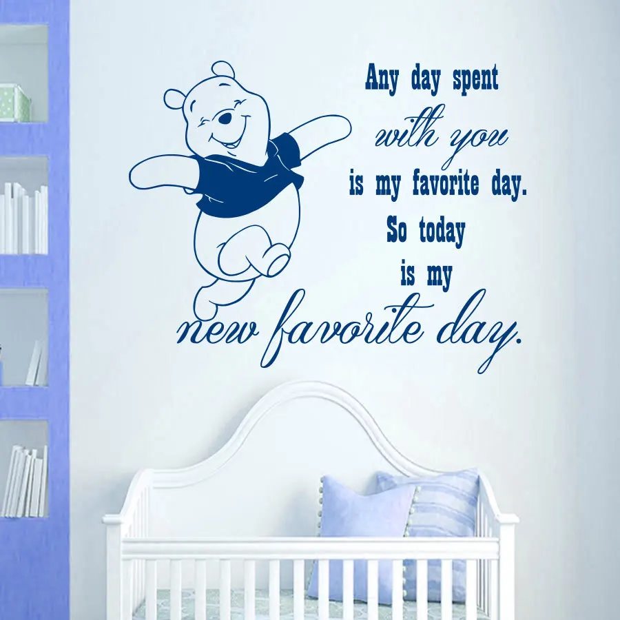 

Winnie the Pooh Quote Vinyl Wall Sticker For Kids Room Decals Quote Braver Stronger Smarter Wall Decor Nursery Baby Bedroom M-72
