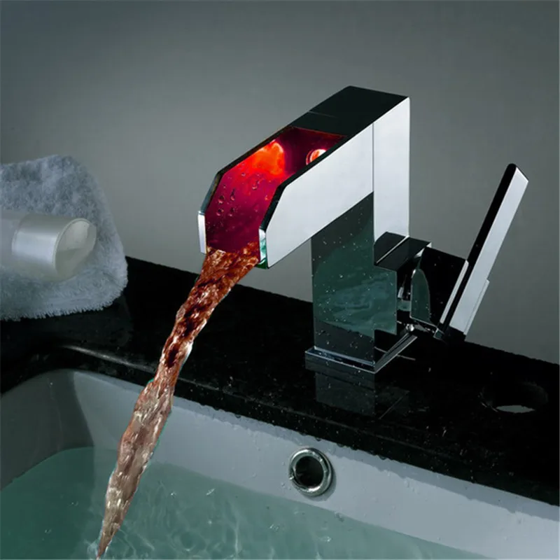 Luxury Self Power Lighted Basin Faucet Single Hole Single Handle