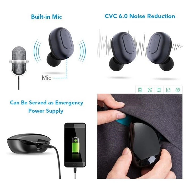 Mini Twins Bluetooth Headset Invisible In-Ear Earphones with Built-in Mic and Magnetic Charging Case for iPhone Android Samsung iPad (9)