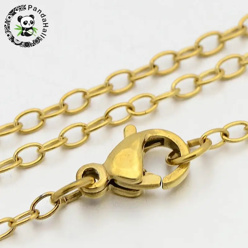 304 Stainless Steel Cross Chain Necklaces with Lobster Claw Clasps Golden 23.5&quot 2mm | Украшения и аксессуары