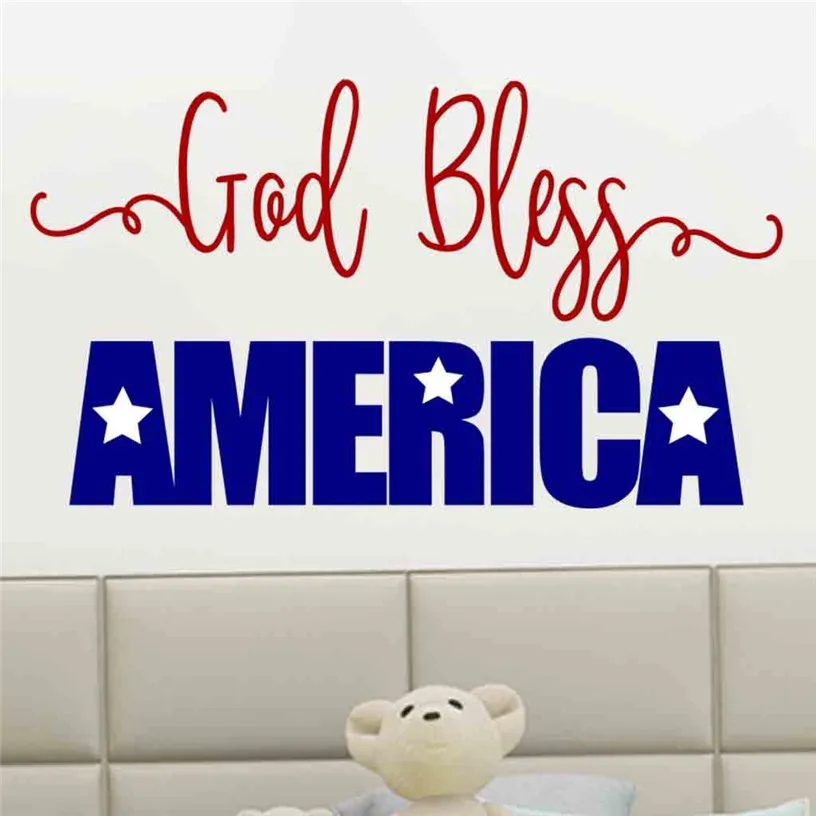 God Bless American Vinyl DIY wall sticker living room for home interior decoration Decals wallpaper Independence Day ma24