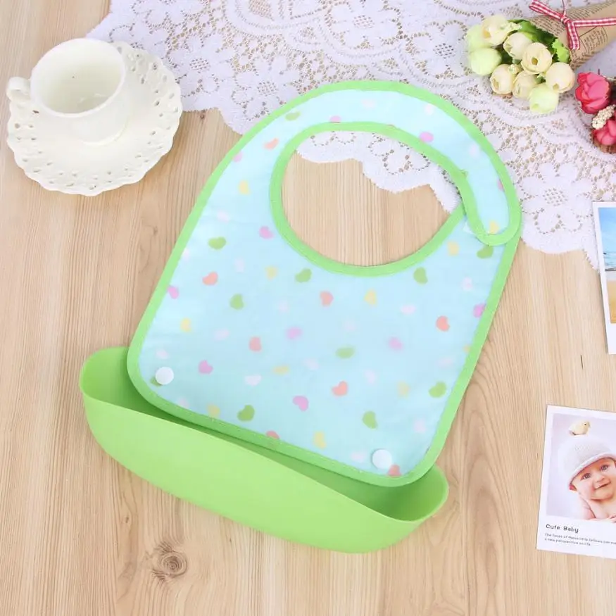 Baby Bibs Detachable Infant Children Kids Cartoon Waterproof Feeding Apron Saliva Towel Bib Smock Burp Cloths Baby Accessories - Цвет: Green