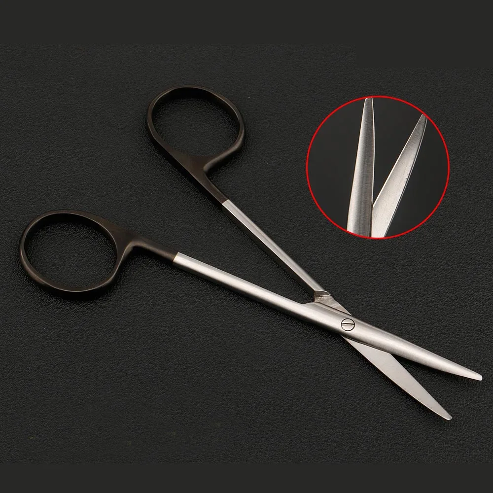 12.5 15 16 18cm black handle round head scissors fine blunt straight straight scissors 4