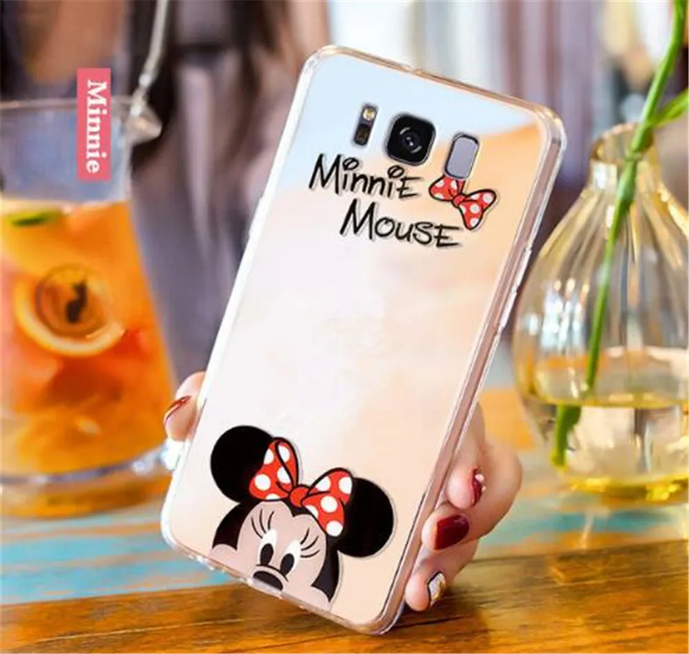 

SFor Samsung S8 Case Samsung S10 Mirror Cartoon Mickey Minnie Hello kitty Plating Soft Phone Case For Samsung S10 S9 Plus Note 9