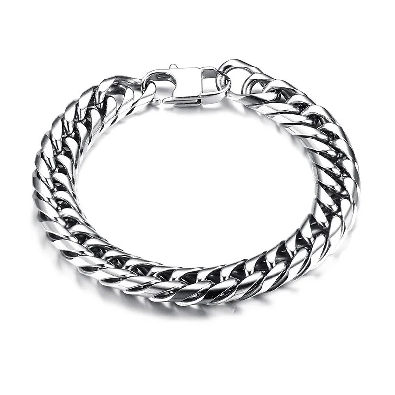 Silver Color Mens Bracelet Flat Snake Curb Link Chain Bali