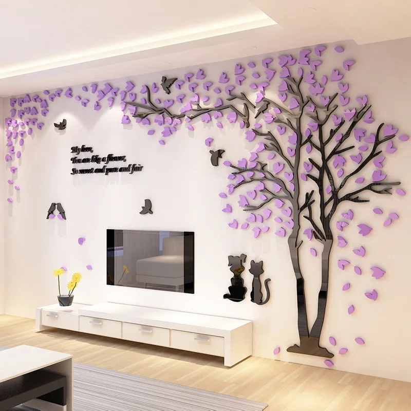 Парные зеркальные настенные наклейки на дерево Pegatinas Paredes Decoracion DIY 3D акриловые