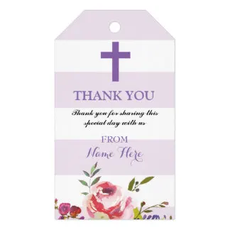 

2x3.5inch Thank you Tags Favour Floral Religious Purple