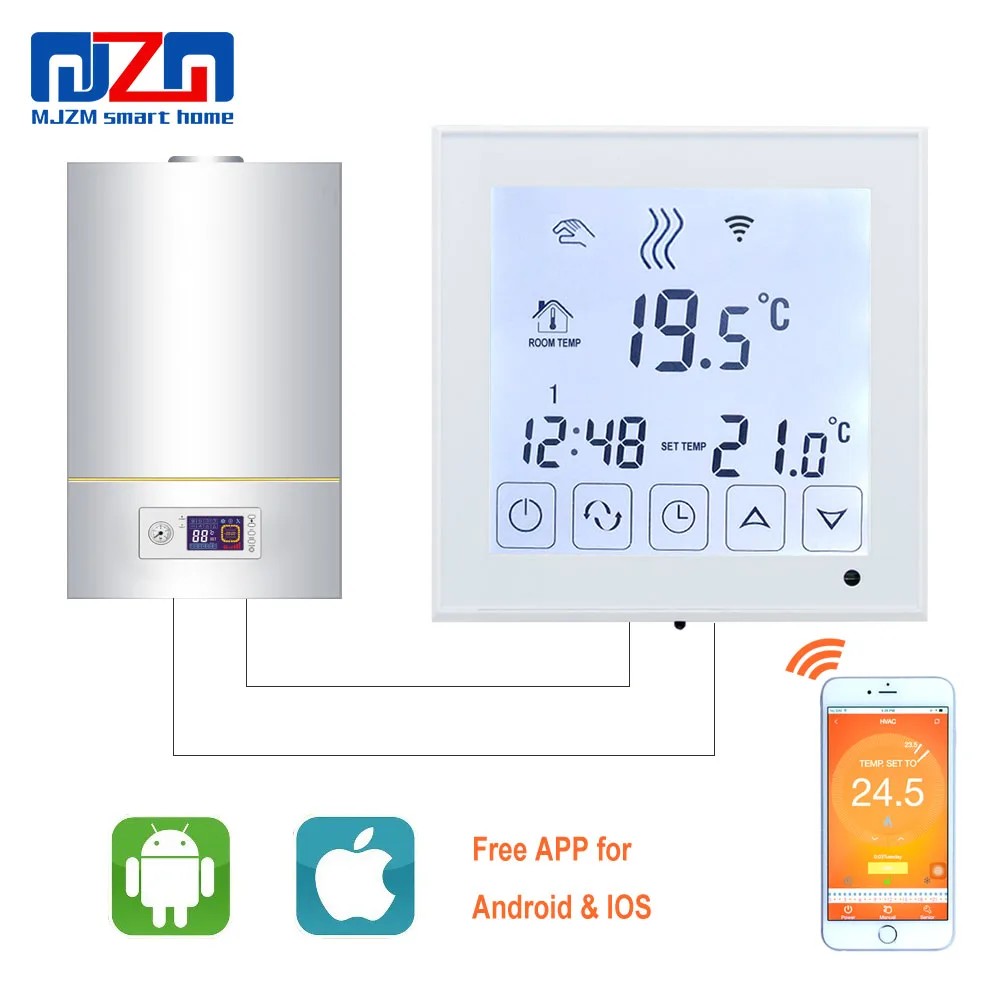 

MJZM BGL03-1-WiFi Thermostat 220V Gas Boiler Heating Temperature Regulator Full Touch Screen Boiler Thermoregulator White Blue
