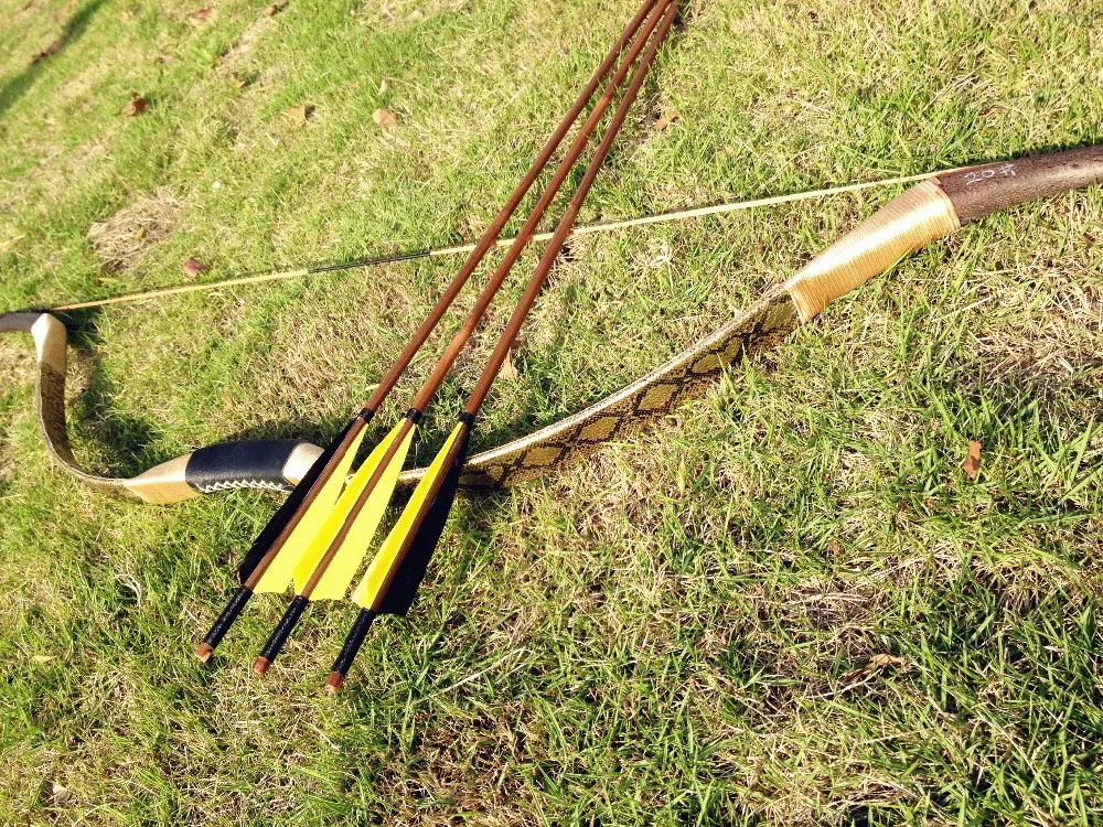 Nice Golden Hunting Longbow Archery Recurve Bow 20 60lb with 3 bamboo
