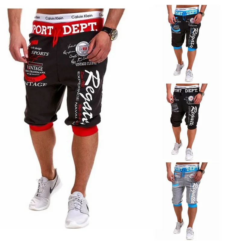 Fashion New Mens Pants,Mens Summer Shorts,Drawstring Elastic Waist Printing Loose Sports Pants