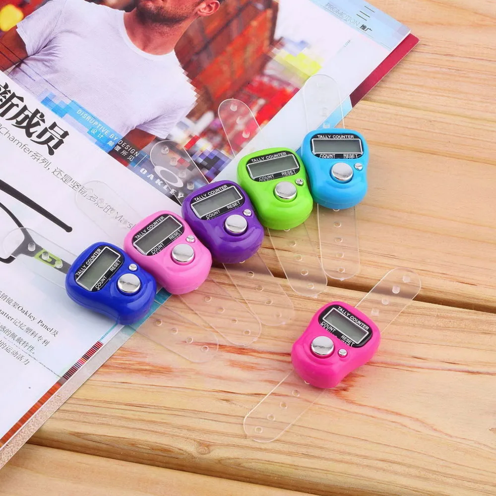 

2pcs/set Plastic Compact Mini Stitch Marker And Row Finger Counter LCD Electronic Digital Tally Counter Random for Any Knitter