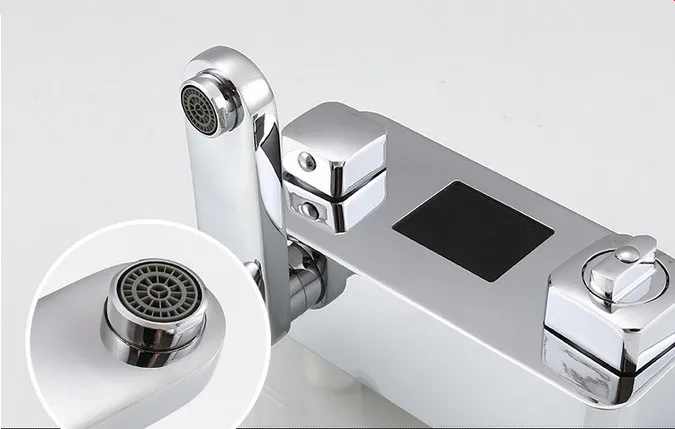 Светодиодная панель температурного контроля термостатический душевой смеситель кран воды питание нет необходимости батарея Smart Ванная