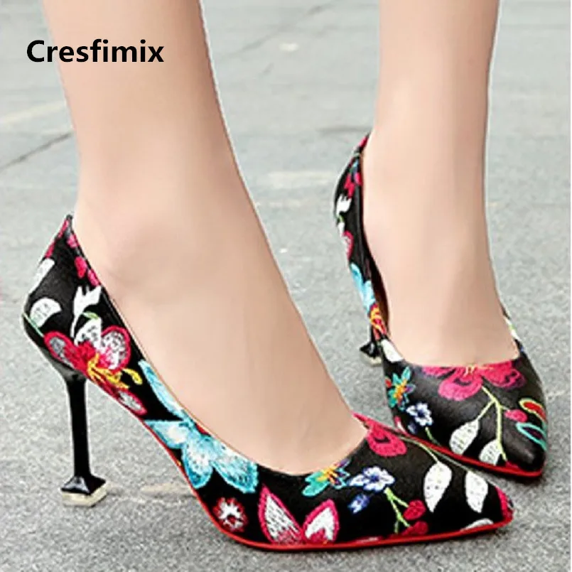 Cresfimix femmes hauts talons women fashion comfortable pu leather slip on high heel shoes lady cute floral high heels a2426 Cresfimix femmes hauts talons women fashion comfortable pu leather slip on high heel shoes lady cute floral high heels a2426