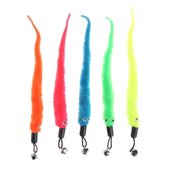 

5PCS Colorful Pet Kitten Cat Toy Teaser Replacement Refill Plush Bell Play Stick