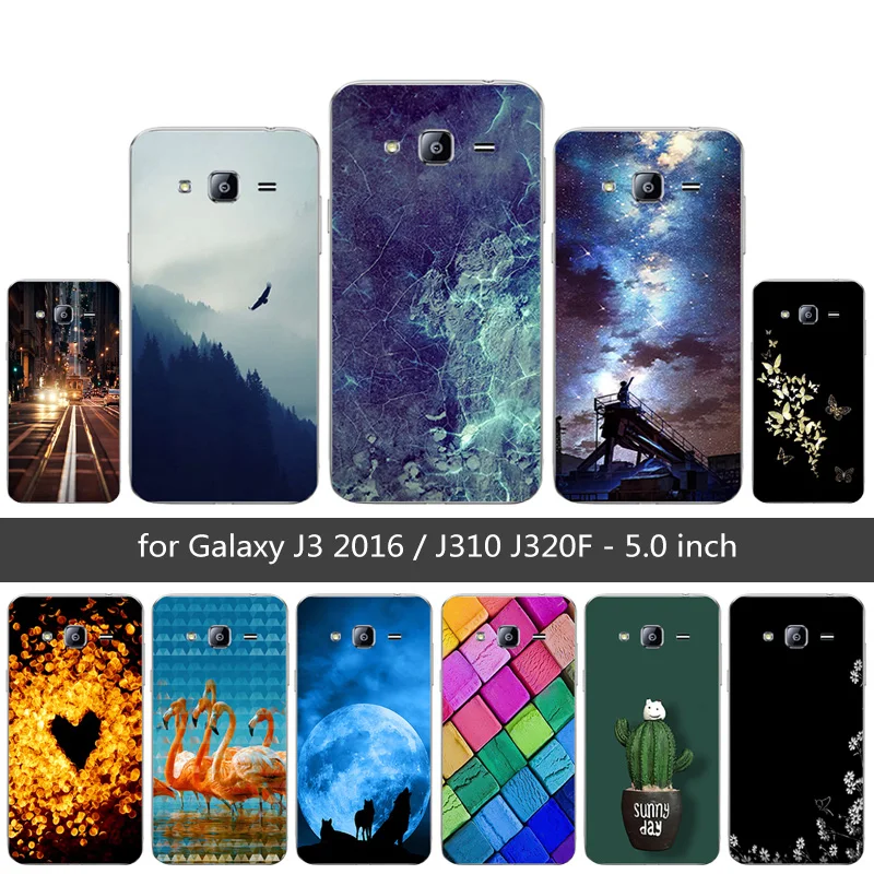 Soft Silicone Shell For Samsung Galaxy J3 2016 J310 TPU Case Back Cover 5.0 inch for J3(2016) Cases Grimace Pattern Shells |
