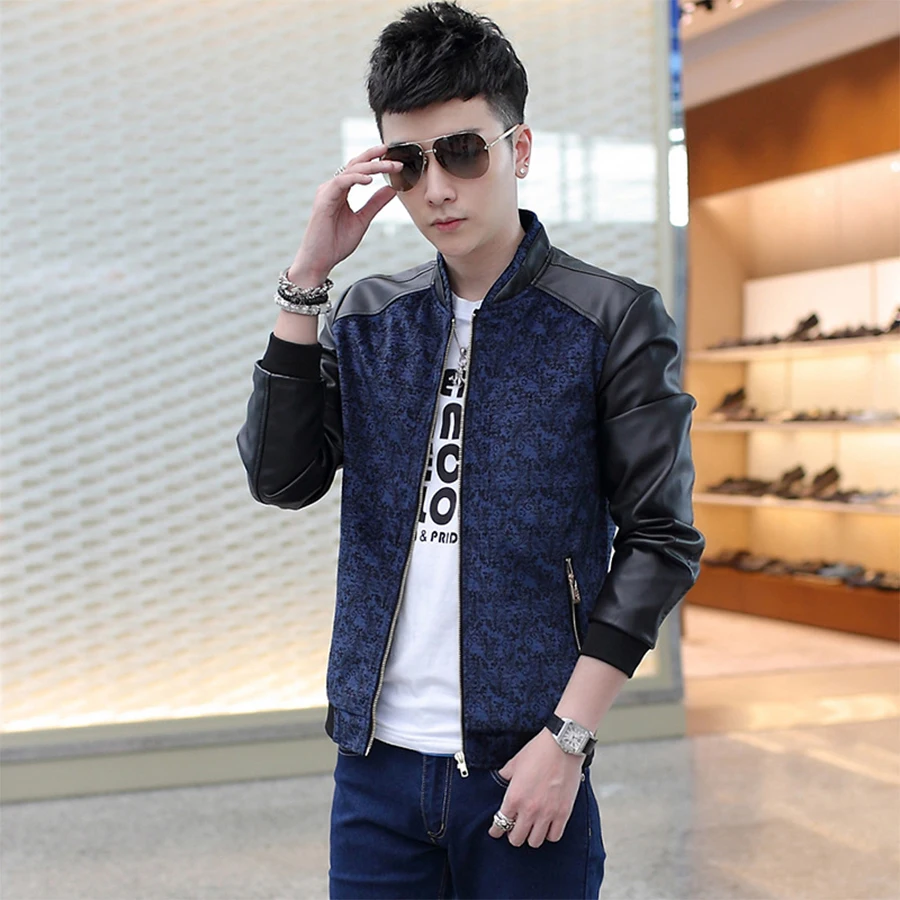 2016 New Fashion Brand Jacket Men Trend Patchwork Korean Slim Fit Mens
