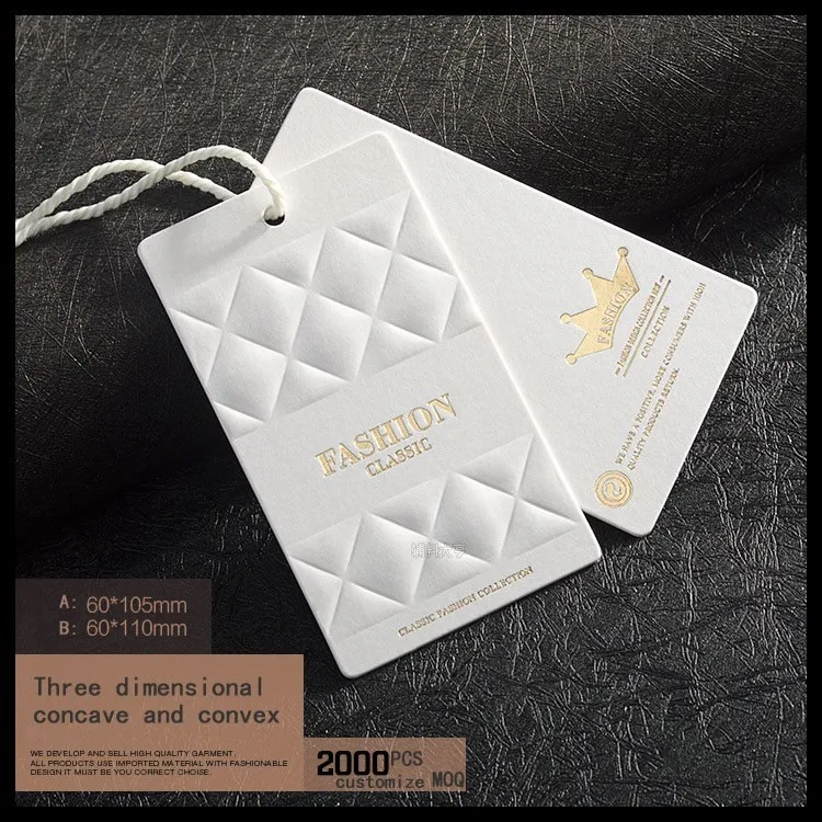 Custom paper tags with gold/color printed/UV/ for swing/gift/clothing