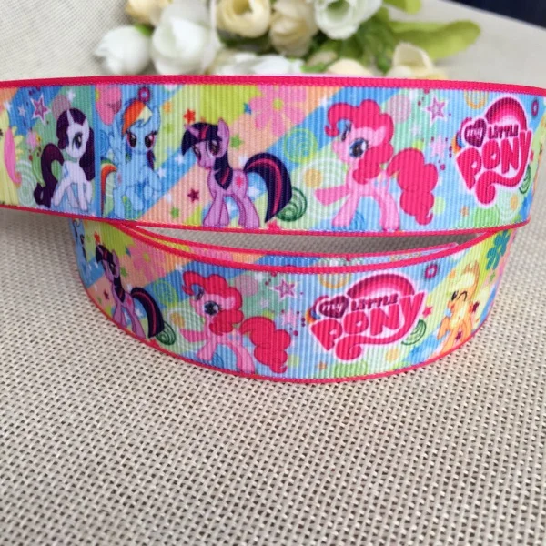 

1 "25MM Kawaii free shipping My Little Pony Cartoon Character printed Grosgrain Ribbon party decoration satin ribbons OEM5 yards