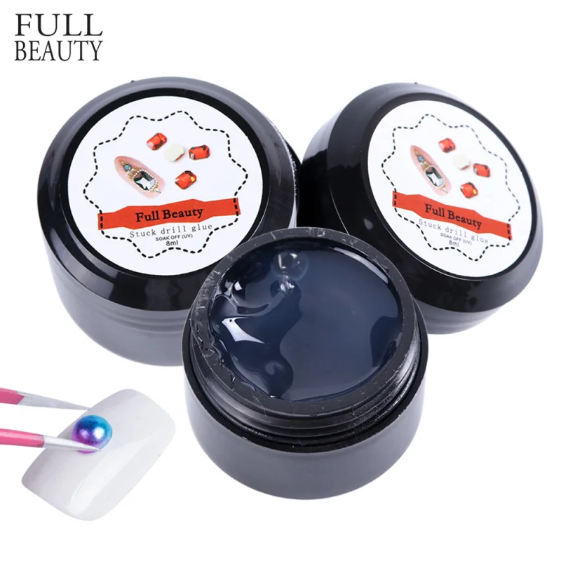 

Full Beauty 8ml Glitter Glue UV Gel Nail Art Rhinestones Gem Jewelry Decoration Accessory Super Sticky Adhesive Nail Gel CH033-1