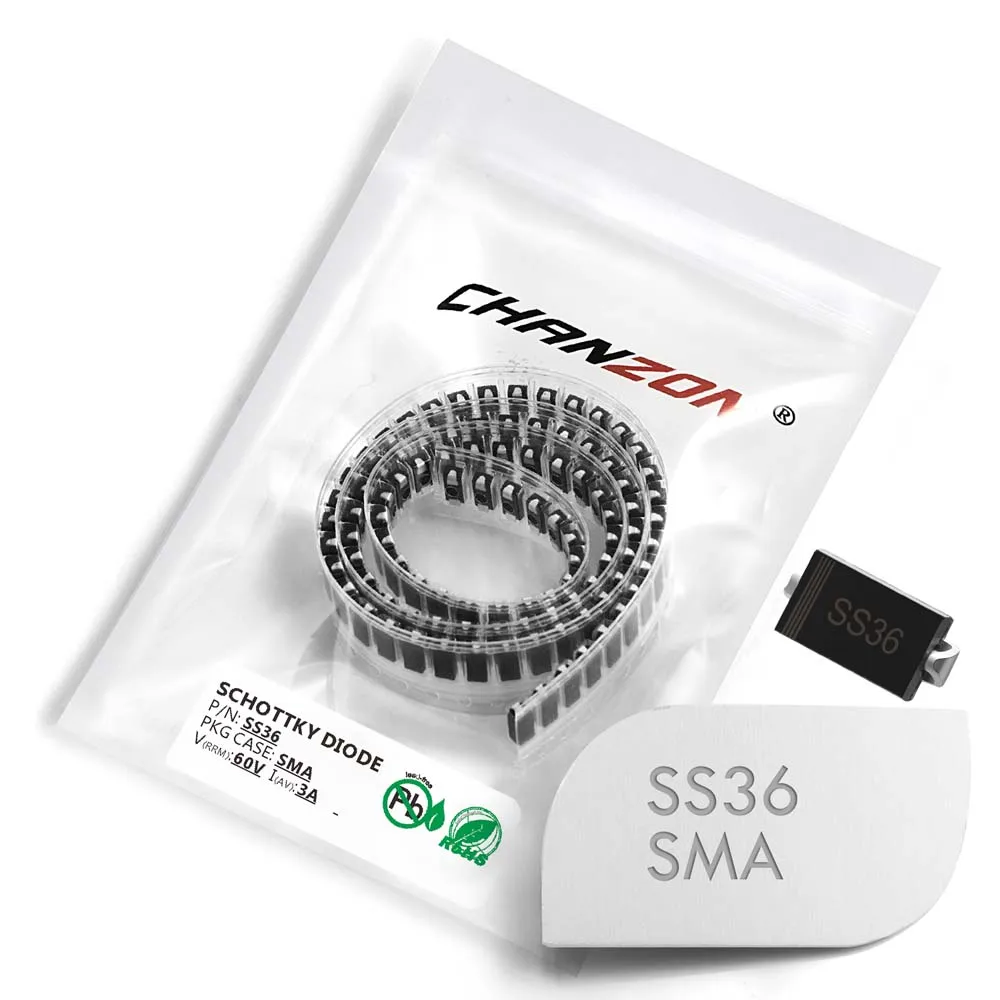 100 шт.) SS36 SMD диод с барьером Шоттки Диоды выпрямителя тока 3A 60 V SMA(DO-214AC) 3 Ампер 60 вольт