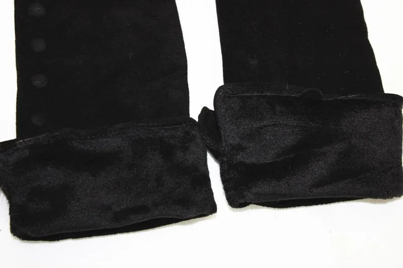 Женские длинные перчатки из овчины и замши, модные стильные теплые перчатки на пуговицах с бархатной подкладкой, нарукавная повязка