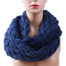 2017 Winter Cable Ring Scarf Women Knitting Infinity Scarves Knitted Warm Neck Circle Scarf bufandas cuellos Hot Sale KH988544