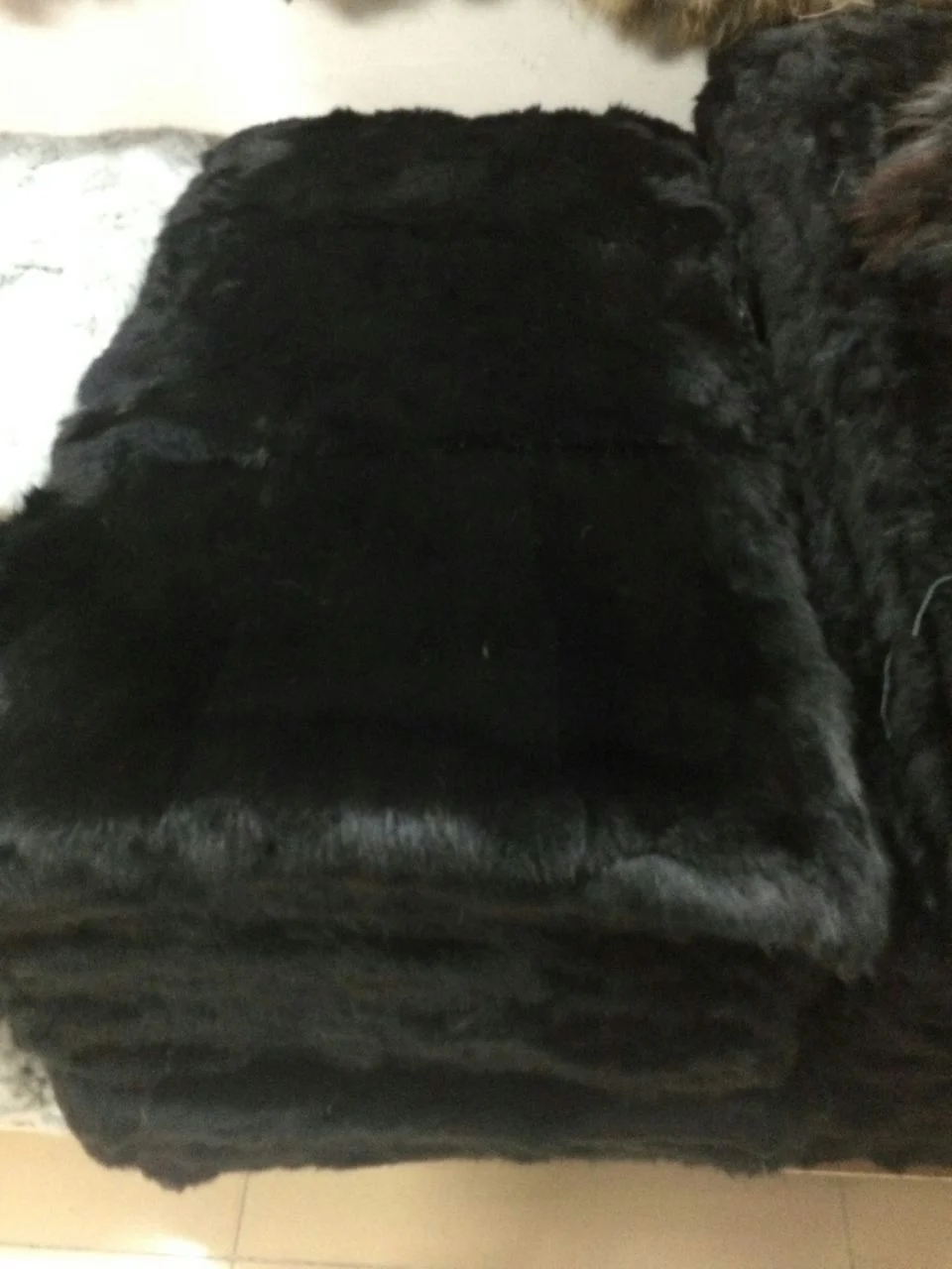 

Dyed black plate Genuine rabbit fur 50CM*110CM piece