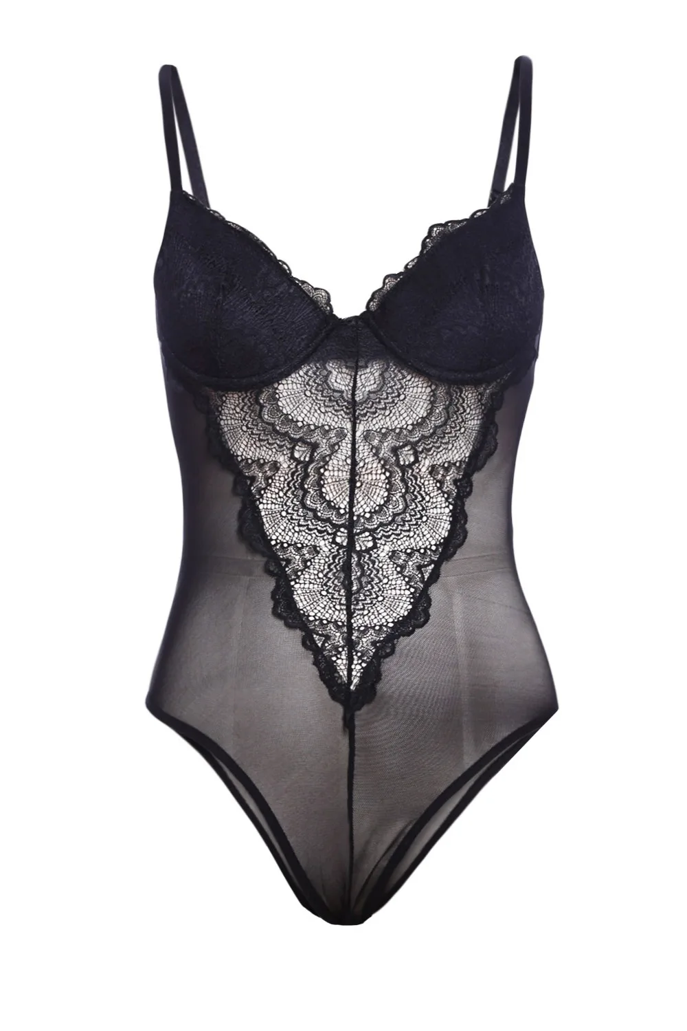 Black-Lace-Cup-Mesh-Bodysuit-LC32175-2-5