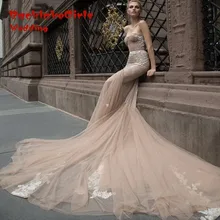 Custom Made 2017 Champagne Mermaid Dresses Sexy Sweetheart Beading Tulle Lace Vestido De Noiva Vintage Wedding Gowns