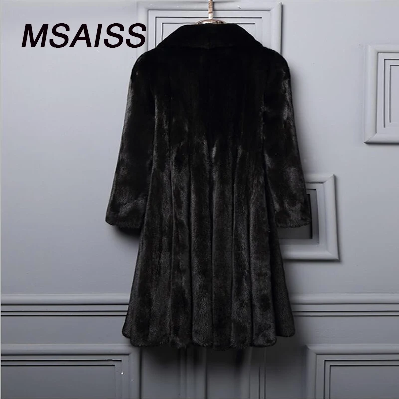 MSAISS M-4XL зимняя женская экологическая норковая куртка длинная стильная Высококачественная женская меховая куртка