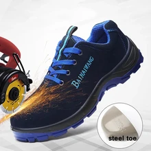Для Мужчин's Сталь носком Кепки рабочие ботинки Для Мужчин's Сталь головы прокол безопасная обувь нескользящие анти-разбив Повседневное защитный обувь