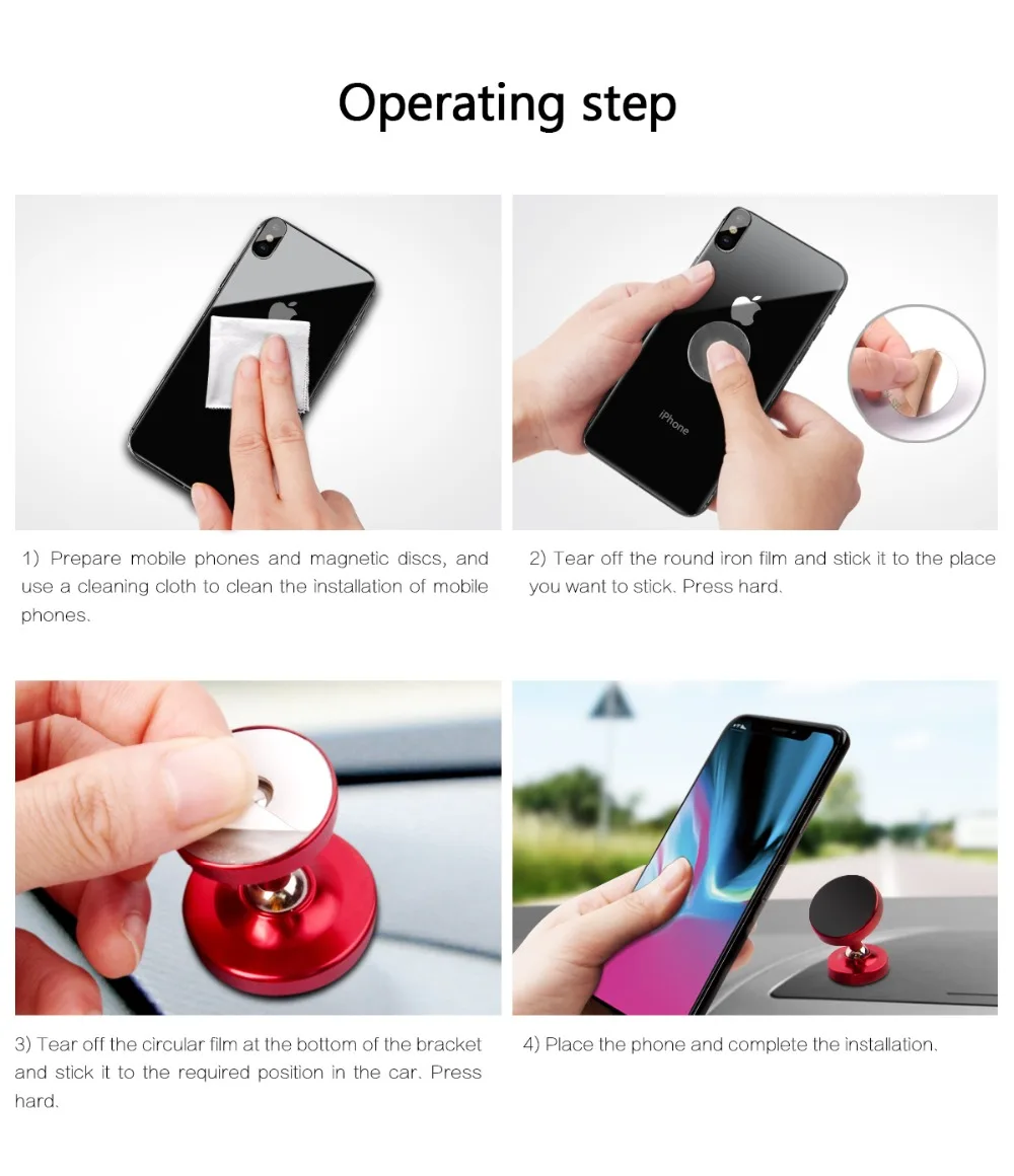 FONKEN Luminous Phone Car Holder Two Way Adjust Car Magnetic Holders Magnet Adsorption Mobile Mount Key Cable Desk Stands