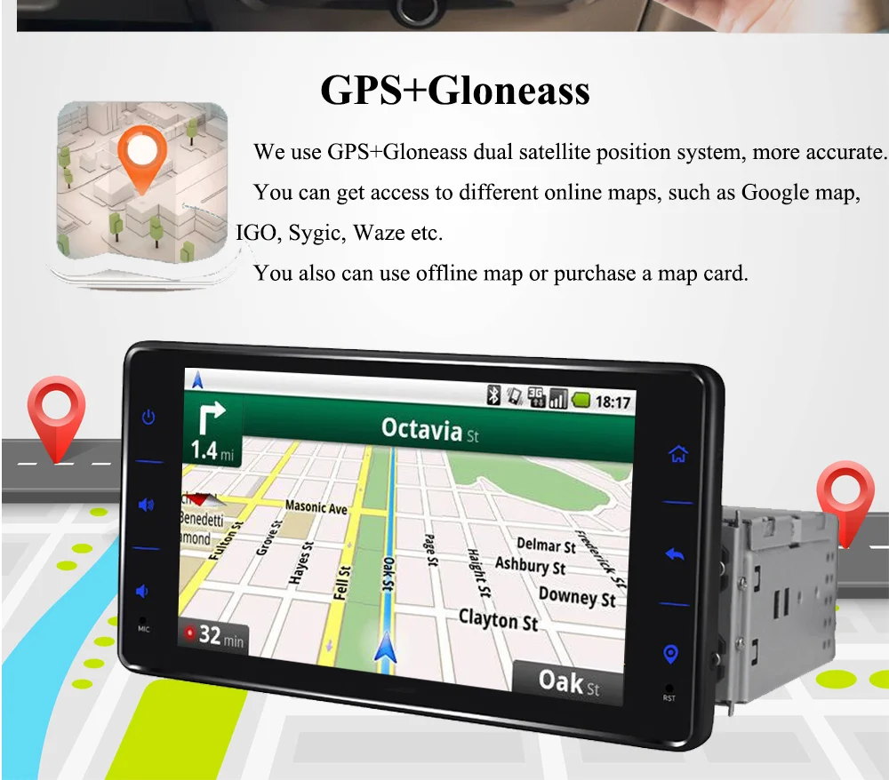 Cheap New 6.2" 1Din 4+32GB Android 8.1 Car Radio Audio Stereo Support 4G LTE SIM Network/DSP Octa Core GPS Carplay Multimedia Player 4