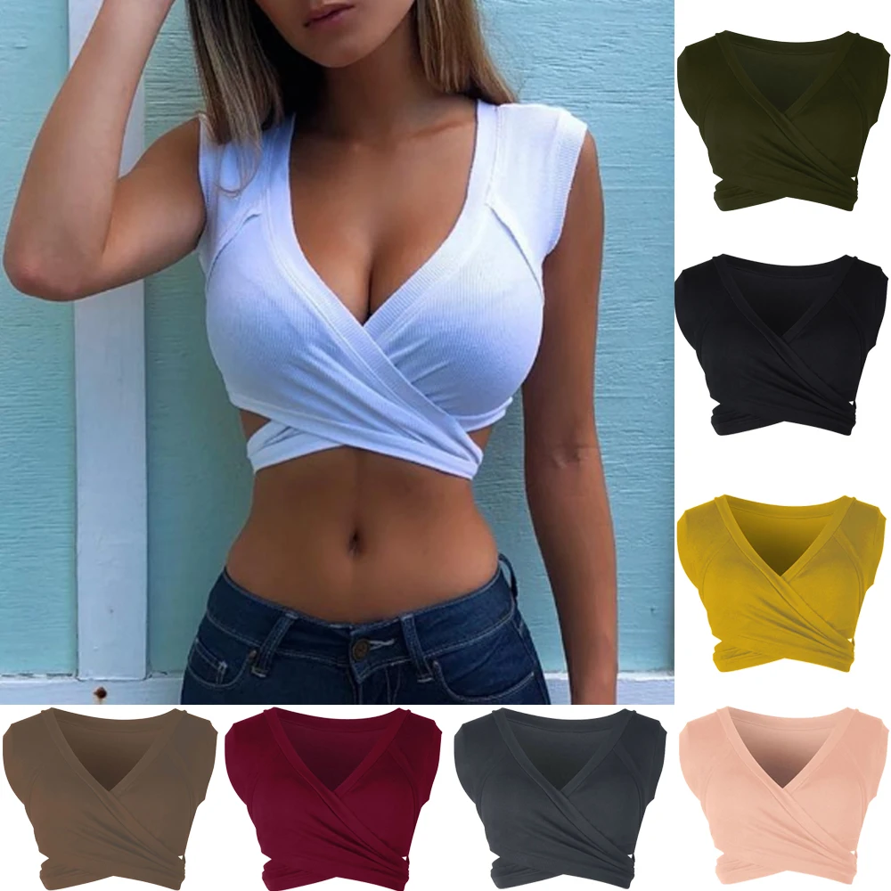 

Women Ladies Fashion Casual Summer Sleeveless Tank Tops Bandage Slim Camis Vest Crop Tops Black White Yellow