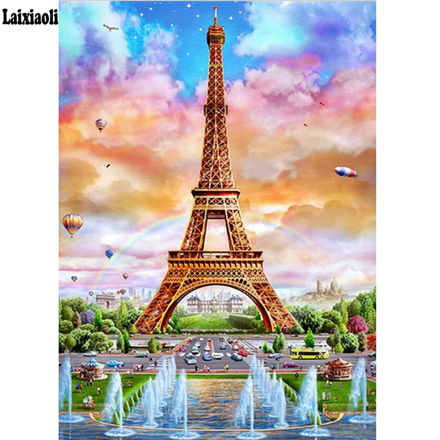 

diamond painting Paris city Tower 3d pictures cross stitch full square round drill diamond embroidery mosic rhinestones crafts