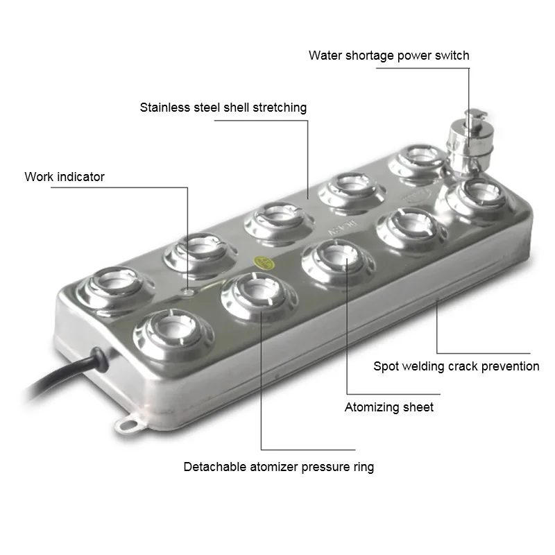 Новый бренд устройство для ультразвуковых аэрозолей увлажняющий спрей туманообразователь 10 головок увлажнитель 5 кг/ч 48 В