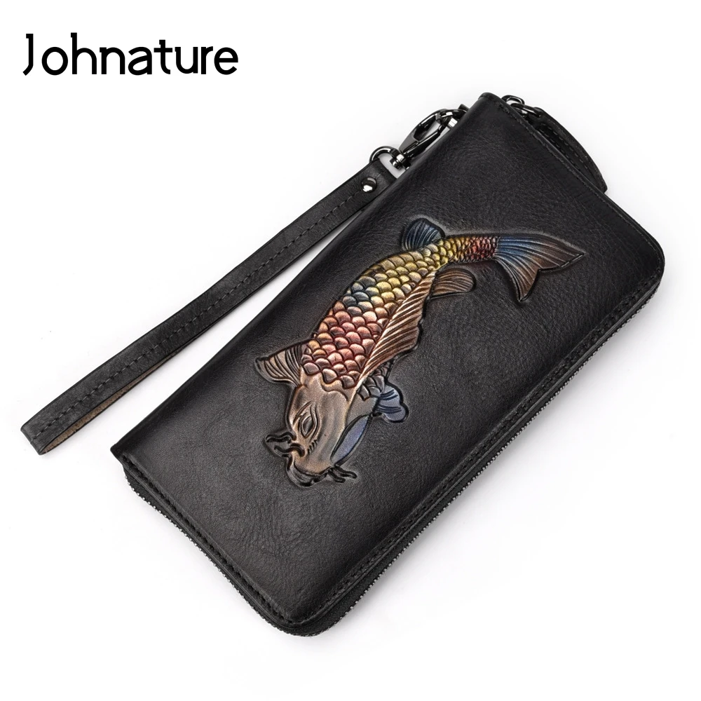 

Johnature 2019New Retro Women Wallet Long Zipper Genuine Leather Animal Prints Cow Leather Ladies Clutch Bags Purses Hand Wallet