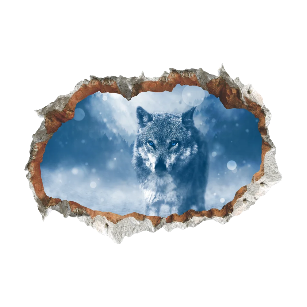 Arctic Snow Wolf настенные наклейки 3D яркие разбитые постер росписи гостиной спальни