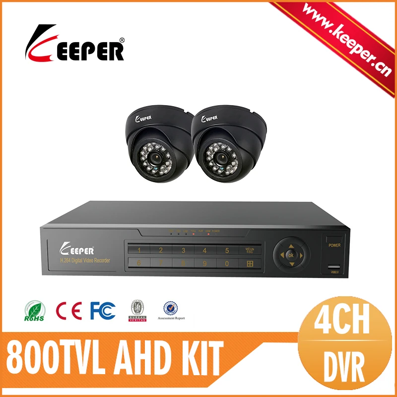 

KEEPER DIS 4CH 960H DVR Kit  Surveillance Kit with 2pcs Indoor Dome 800TVL CCTV Security Cameras 20M IR Range