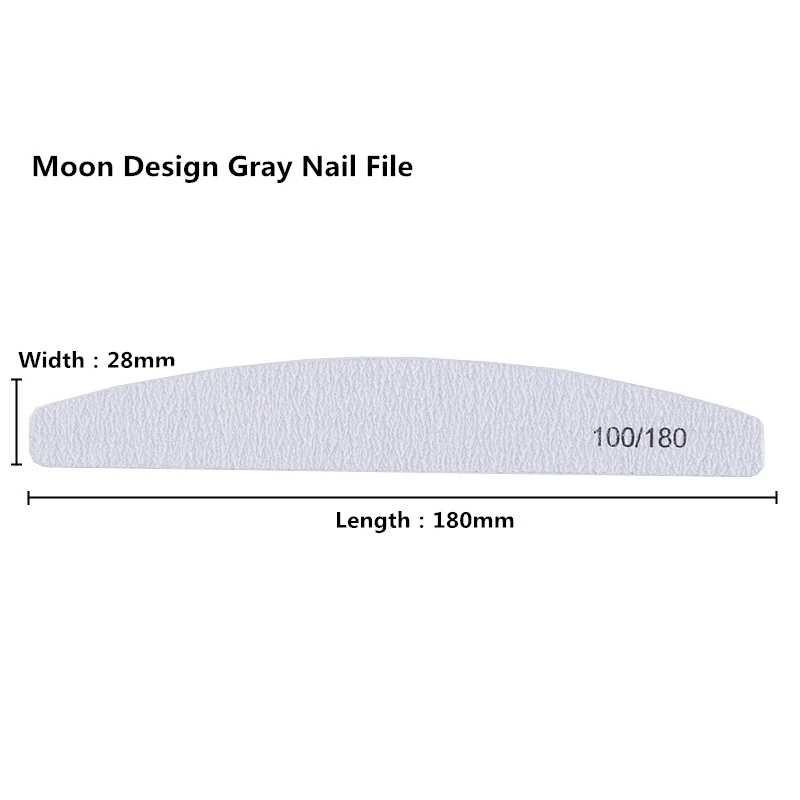 5 шт. наклеки для ногтей 100/180 серый полумесяц дизайн наждачная бумага для полирования файлов DIY Профессиональная пилка для ногтей советы для маникюра