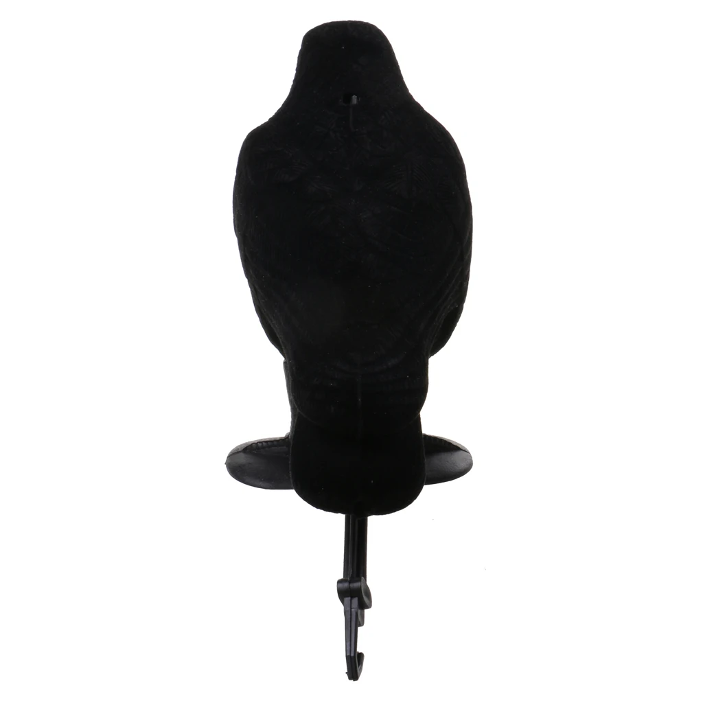 Garden Flocked Hard Jet Black Crow Decoy Bird Scarer For Hunting Shooting Decor