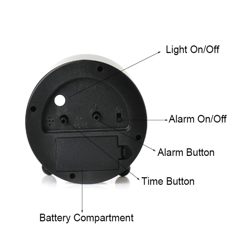 Белое металлическое освещение будильник часы с подсветкой будильник круглый стол часы Функция будильник вкл/выкл в ночное время гостиная