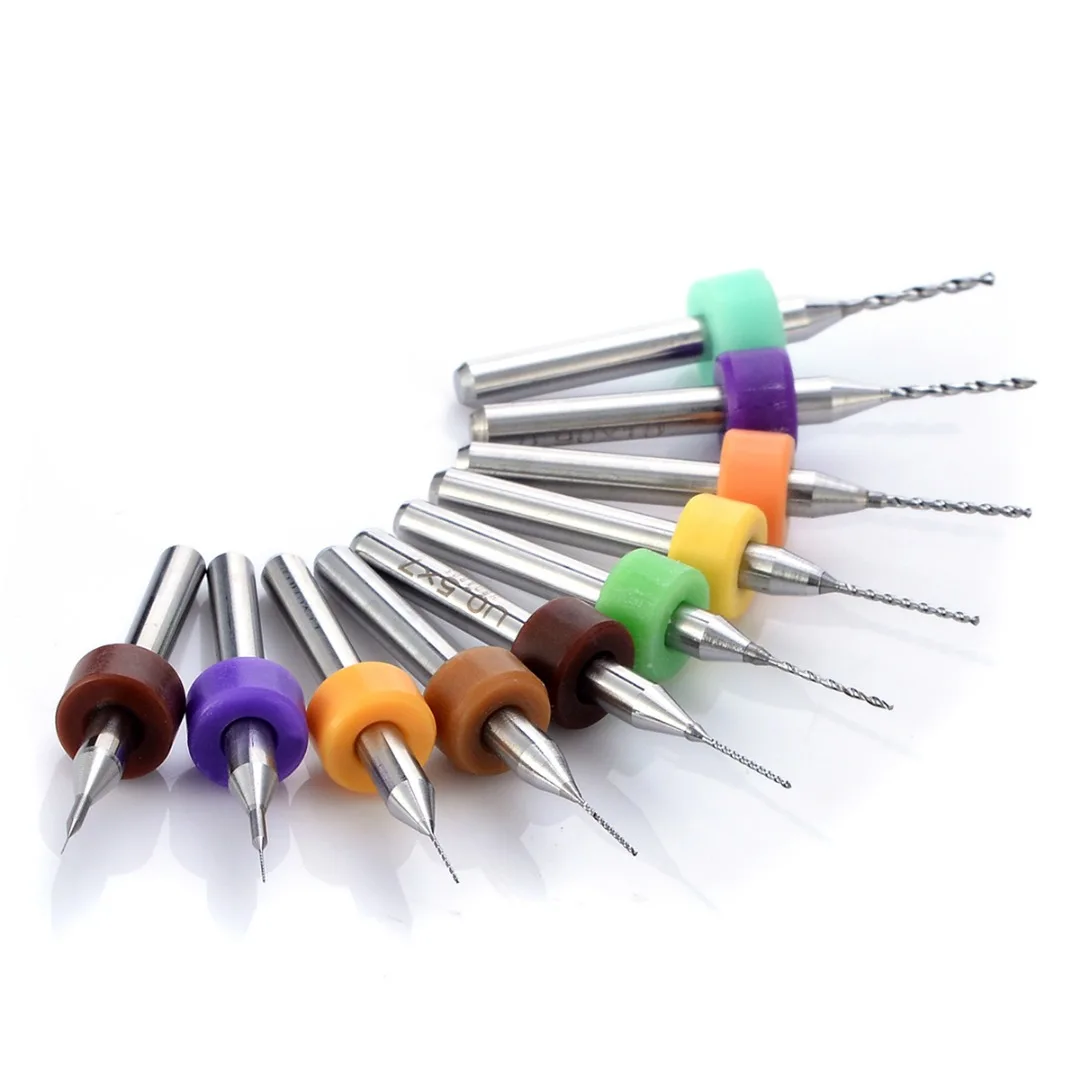 10pcs PCB Carbide Micro Twist Drill Bits Set 0.1-1.0mm Jewelry Rotary Tool CNC Milling Cutters