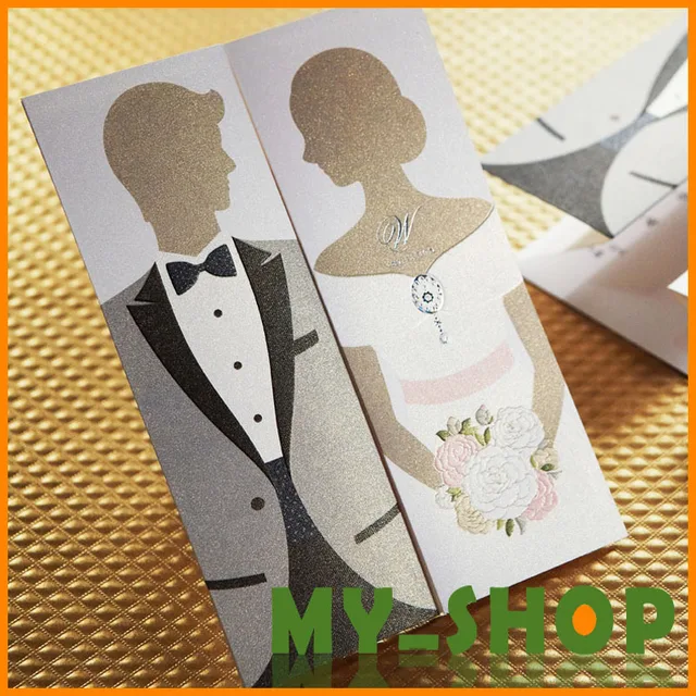 Wedding Invitation Card 3 Folding Black White Western Style Laser Wedding Invitation Card 3 Folding Black White Western Style Laser Cut Invitations Elegant