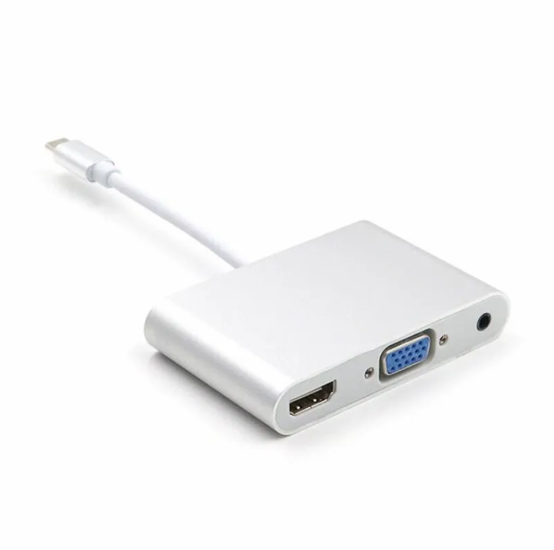 HDMI VGA Audio Headphone Adapter Play Music Charging Cable 8 Pin Adapter for Iphone 6s 7s for Ipad Support iOS 12